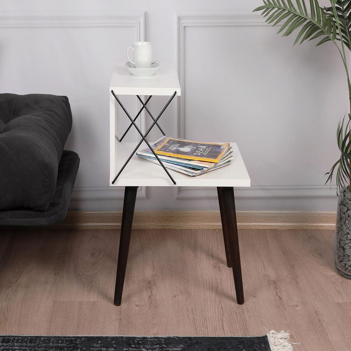 Habitat et Jardin Table de chevet en bois  Cross  50 x 40 x 55 cm - Blanc