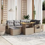 VIDAXL Salon de jardin avec coussins 7 pcs beige resine tressee
