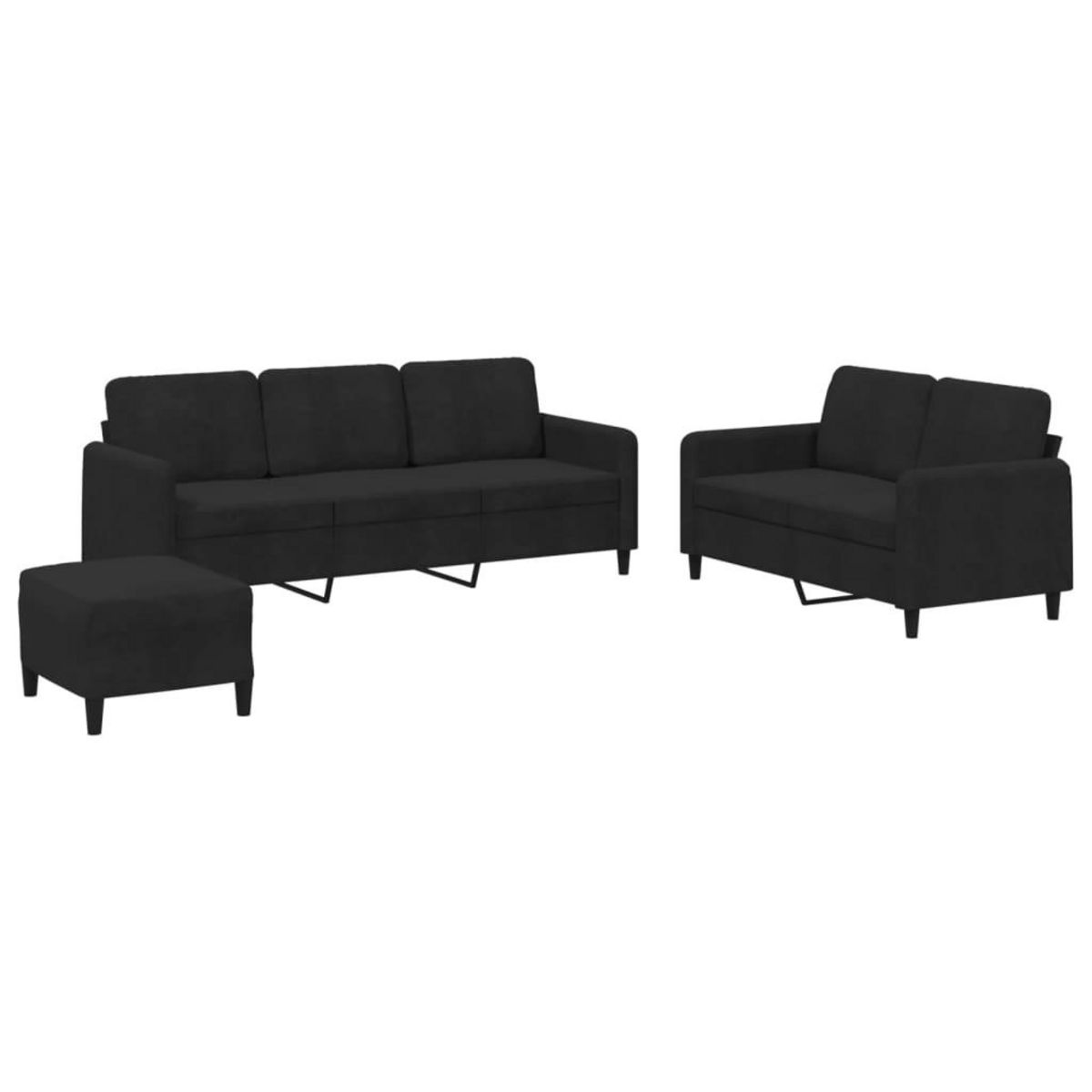 VIDAXL Ensemble de canapes 3 pcs noir velours