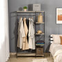Voir la diapositive 4 : HOMCOM Penderie portant à vêtements style industriel en métal avec tringle et 4 étagères - dim. 100L x 46L x 170,5H cm - métal aspect chêne clair