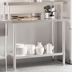 VIDAXL Table de travail de cuisine avec etagere 110x55x120 cm inox