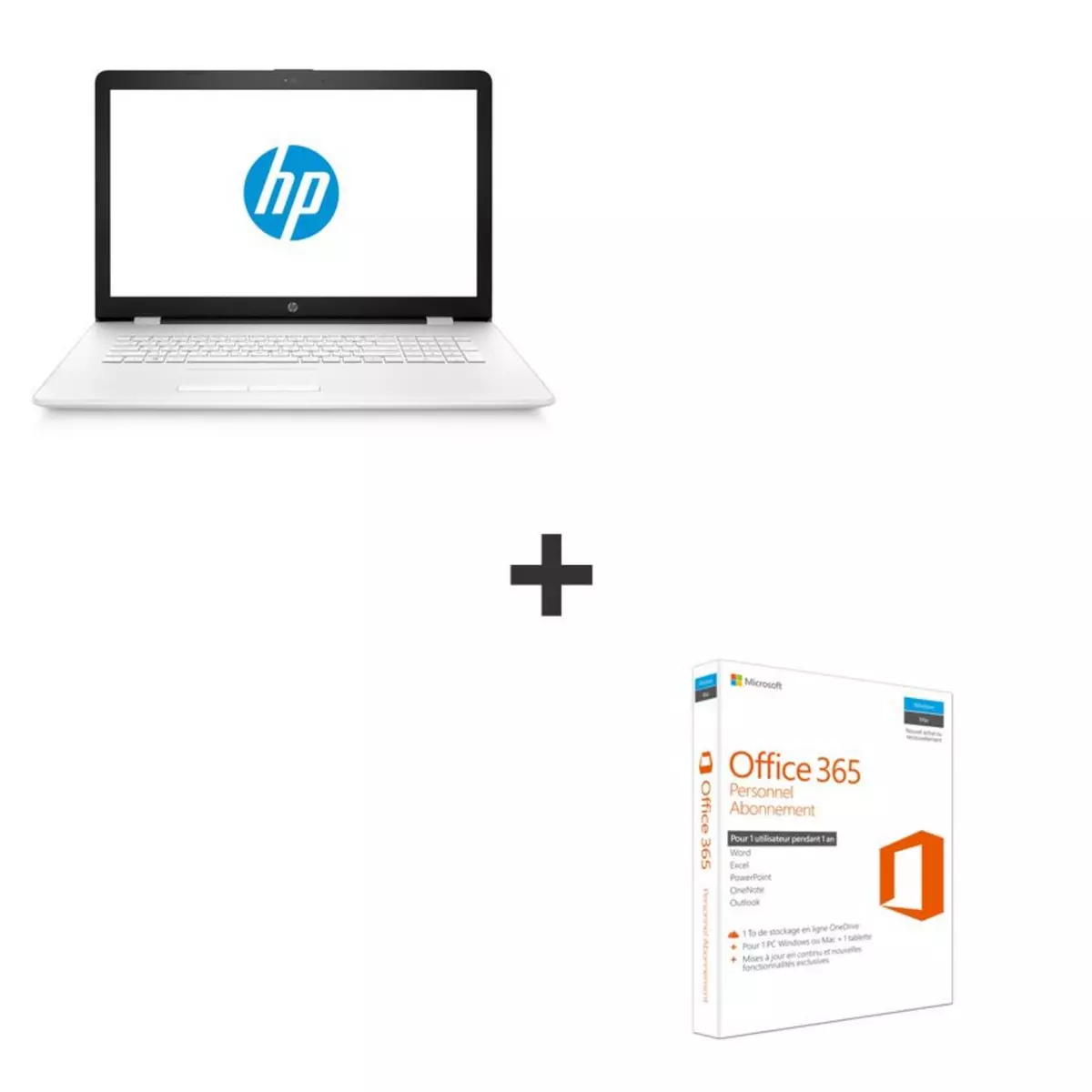 HP Pack Notebook HP 17-ak011nf Blanc Neige Ecran 17.3" & Office 365 Personnel abonnement 1 an