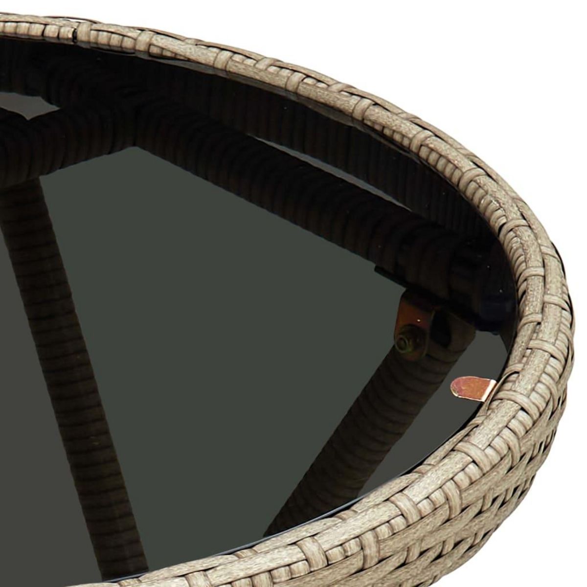 VIDAXL Table a the Beige 60 cm Resine tressee et verre trempe