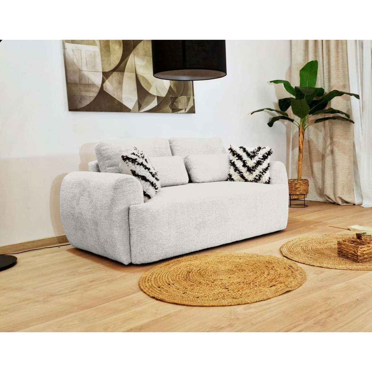 BEST MOBILIER Mahina - canapé droit 2 places - en tissu bouclette