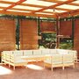 VIDAXL Salon de jardin 12 pcs avec coussins creme Bois de pin massif