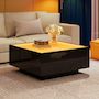 Voir la diapositive 2 : MERAX Table basse carrée noir - 70x70 cm led panneau de particules