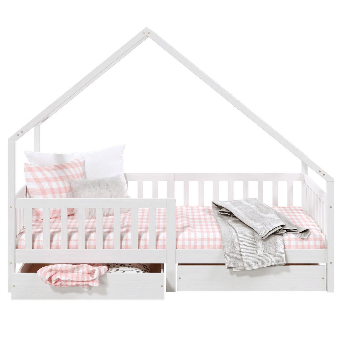 IDIMEX Lit cabane  asymétrique ALVA avec tiroirs, 90 x 200 cm en pin massif