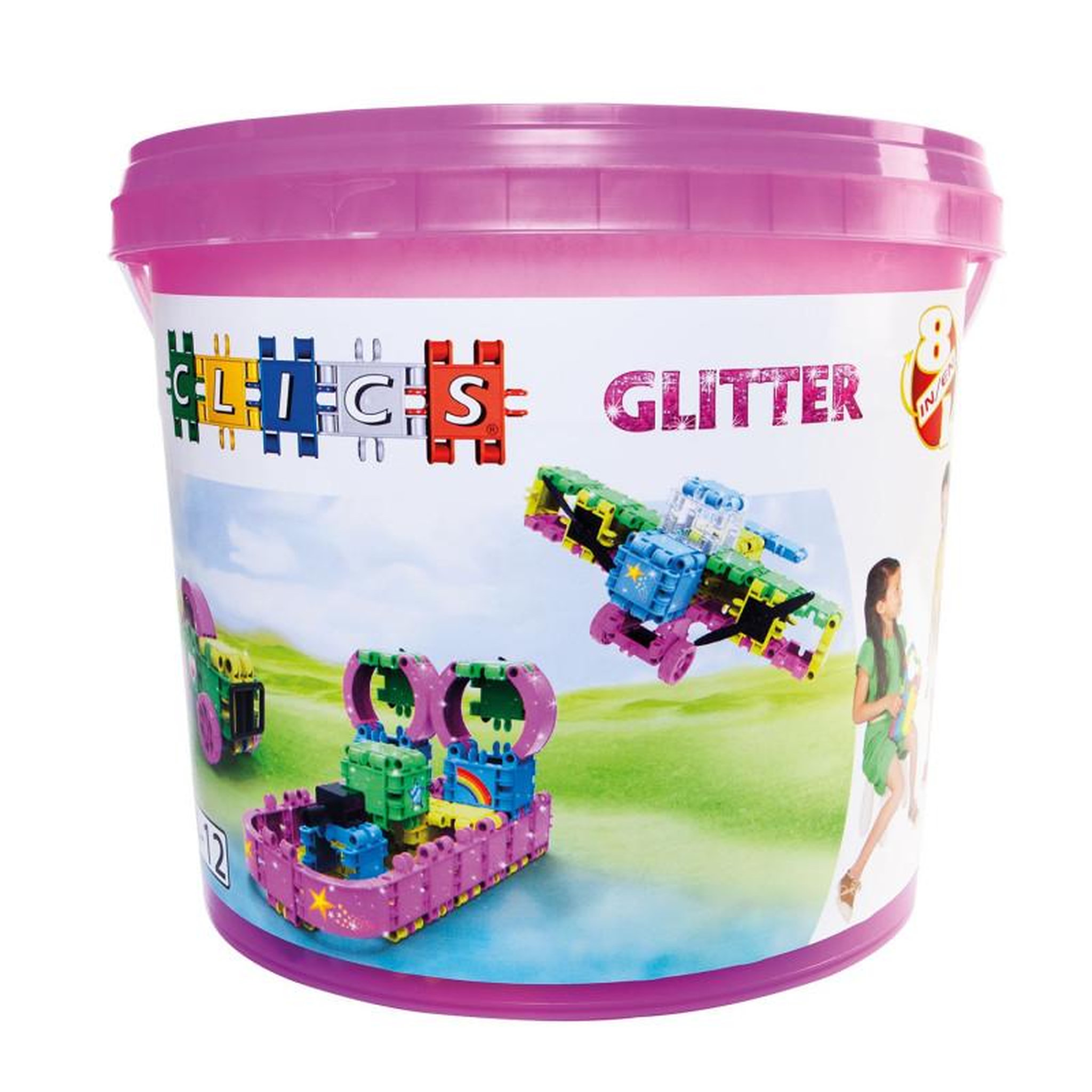CLICS Clics Build & Play Glitter bucket, 8 in 1