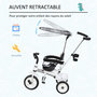 Voir la diapositive 5 : HOMCOM Tricycle enfants pare-soleil pliable canne amovible benne rangement 103 x 47 x 101 cm acier blanc et noir