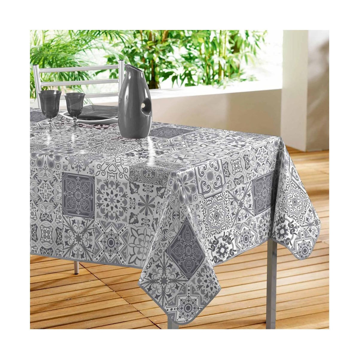 Paris Prix Nappe Toile Cirée  Persane  140x240cm Gris