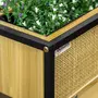 OUTSUNNY Jardinière sur pied style naturel - géotextile inclus, étagère intégrée - métal noir bois sapin verni bambou tressé