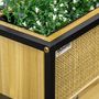 Voir la diapositive 4 : OUTSUNNY Jardinière sur pied style naturel - géotextile inclus, étagère intégrée - métal noir bois sapin verni bambou tressé