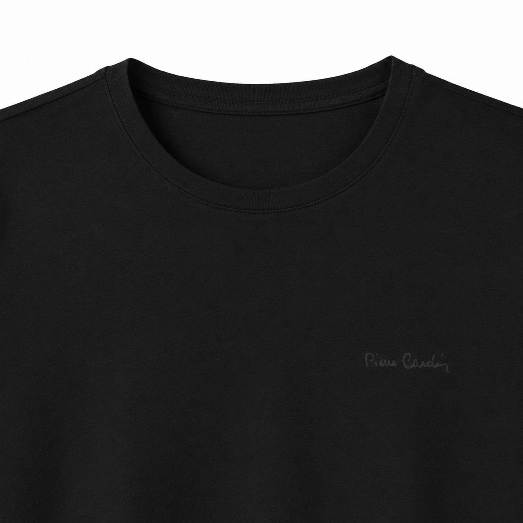 Voir la diapositive 2 : PIERRE CARDIN T-shirt homme en col rond avec broderie signature sur la poitrine