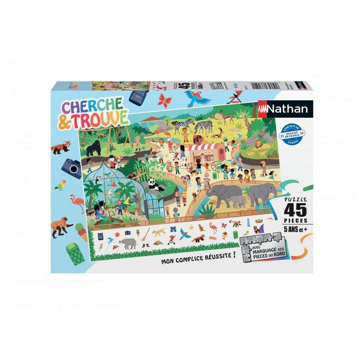Nathan Nathan Puzzle cherche et trouve 45 pieces au zoo
