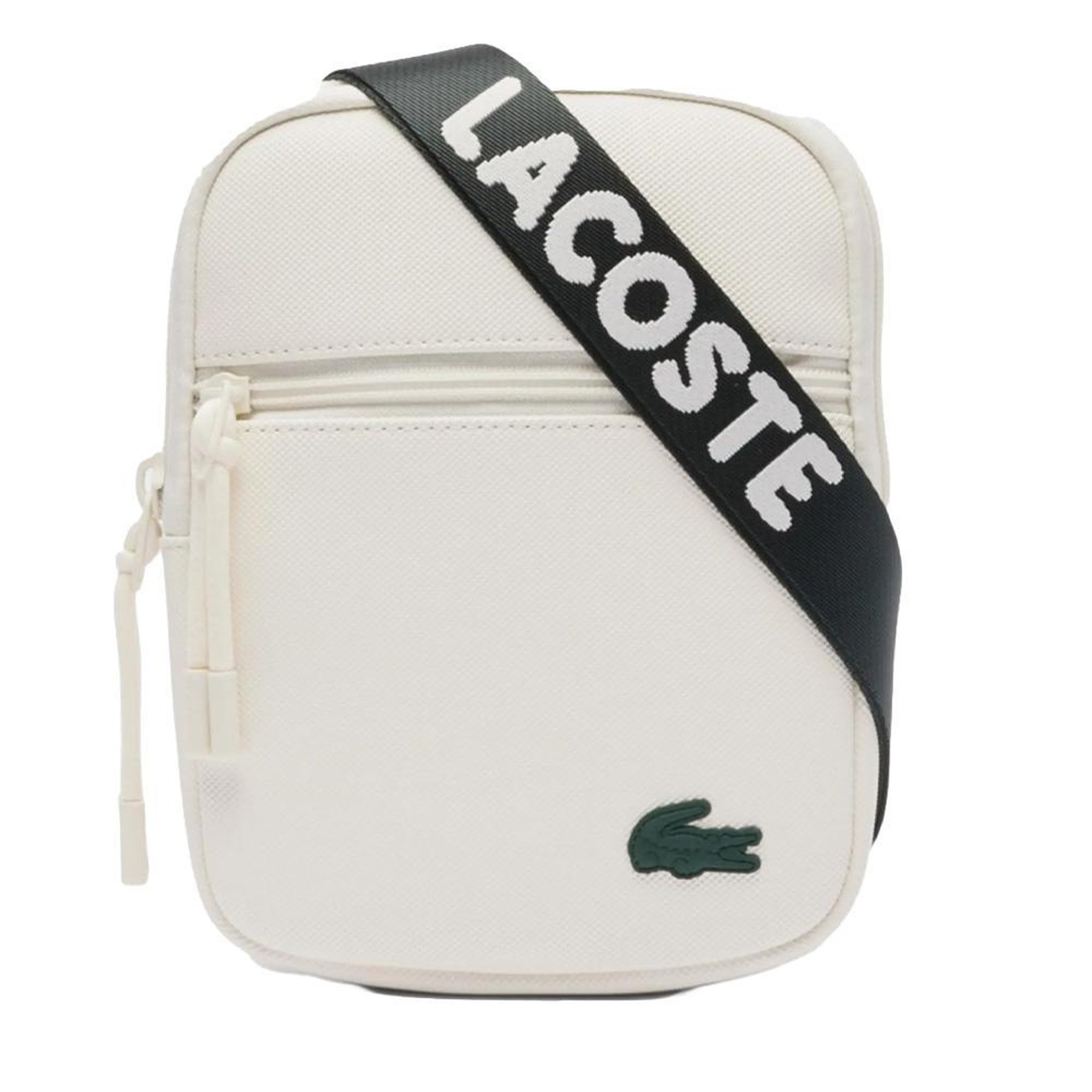 Voir la diapositive 2 : Lacoste Sacoche blanche homme lacoste flat