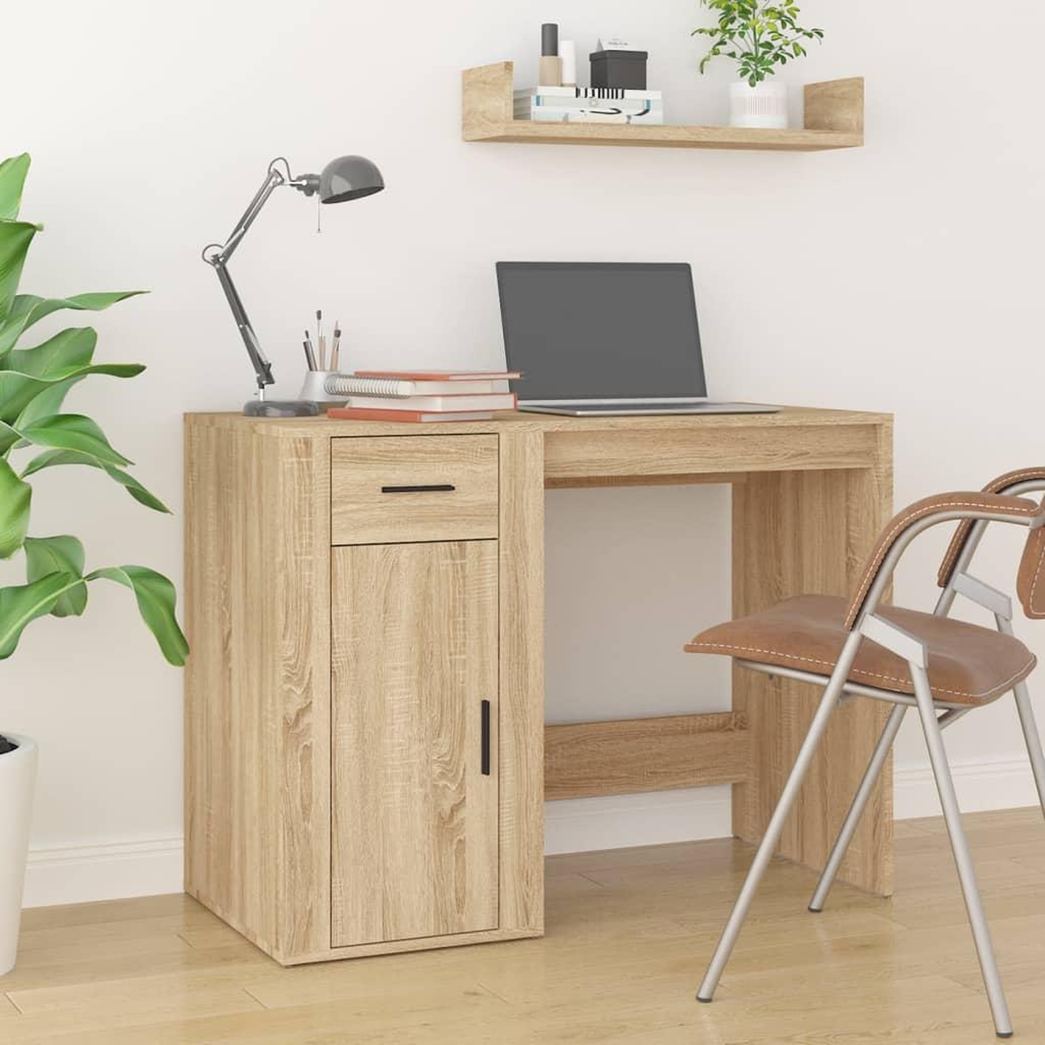 Voir la diapositive 3 : VIDAXL Bureau avec armoire chene sonoma bois d'ingenierie