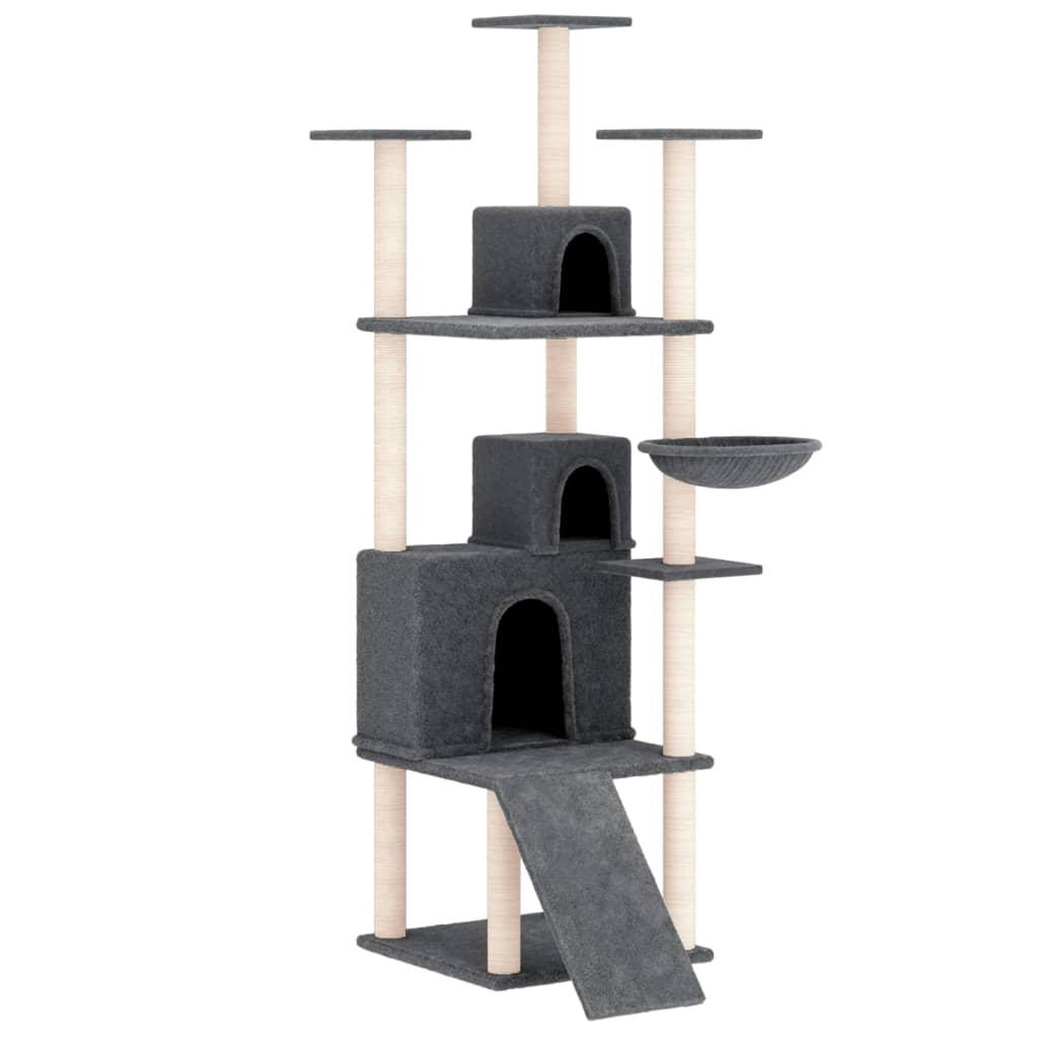 Voir la diapositive 2 : VIDAXL Arbre a chat avec griffoirs en sisal Gris fonce 175 cm