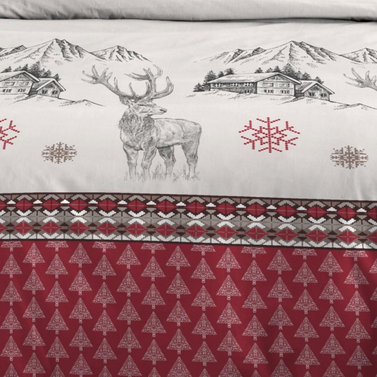 STOF Housse de couette 260x240 BAUGES + 2 taies coton 57 fils