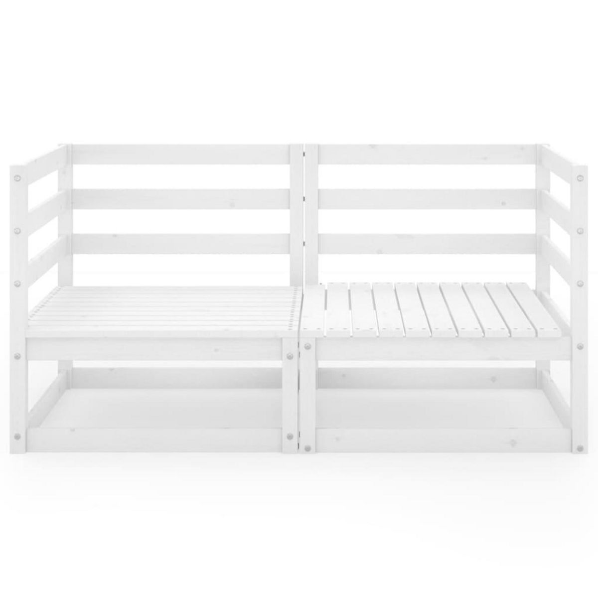 VIDAXL Canape a 2 places de jardin Blanc Bois de pin solide