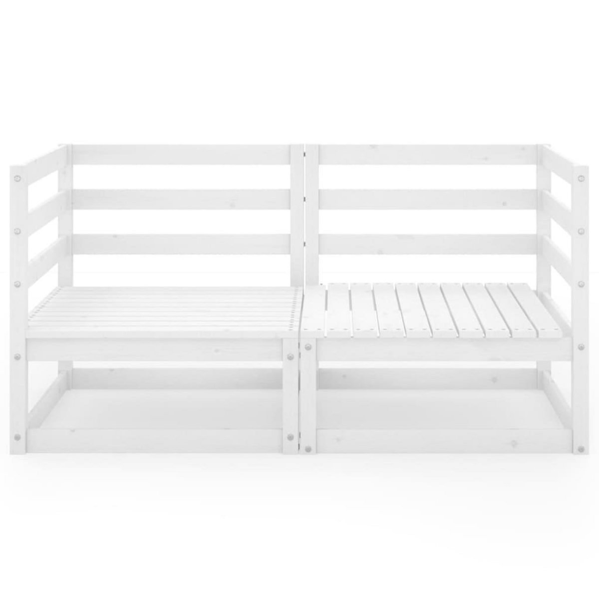 VIDAXL Canape a 2 places de jardin Blanc Bois de pin solide