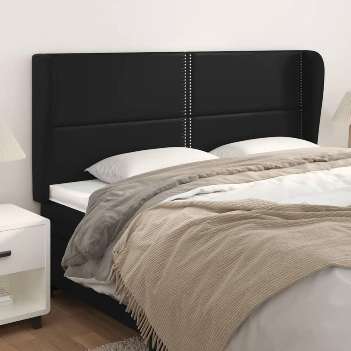 VIDAXL Tete de lit avec oreilles Noir 163x23x118/128 cm Similicuir
