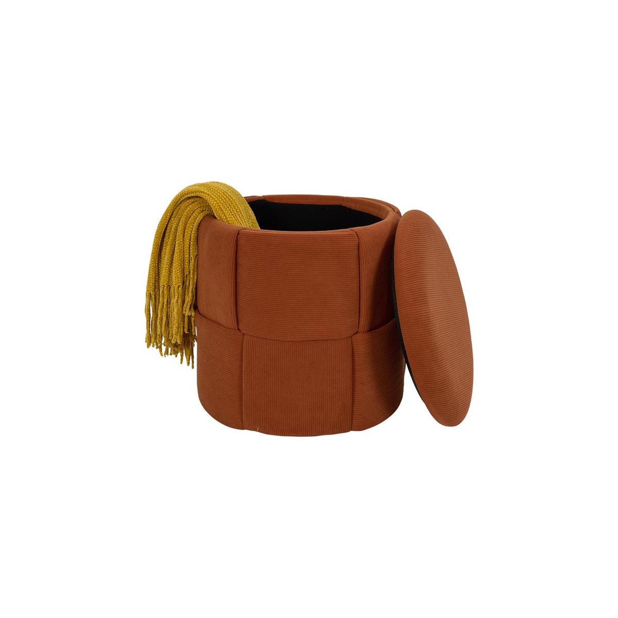 Voir la diapositive 3 : The Home Deco Factory Pouf Coffre Tressé Côtelé  Jules  38cm Terracotta
