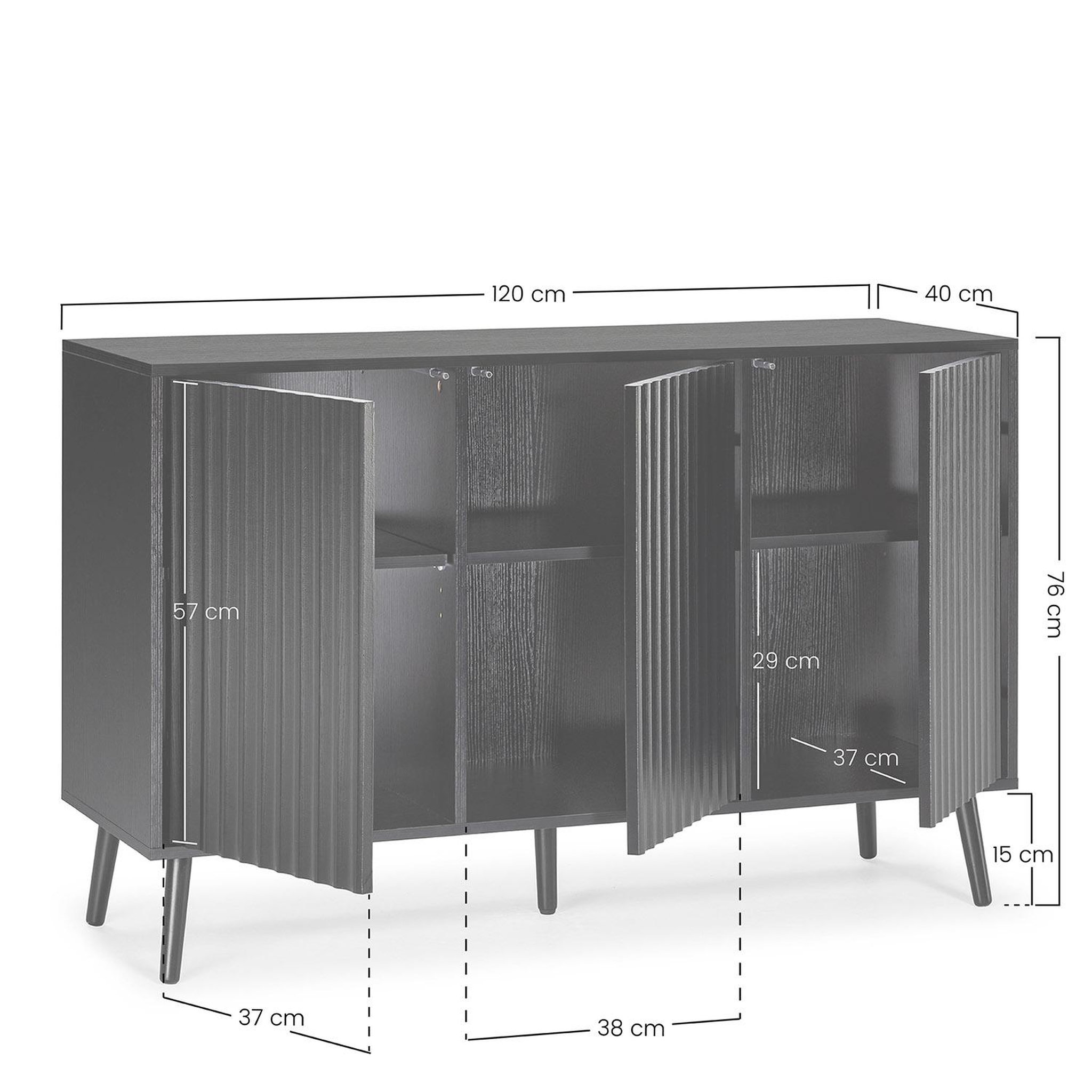 Voir la diapositive 6 : VS VENTA-STOCK Buffet Lluvia 3 portes couleur noir