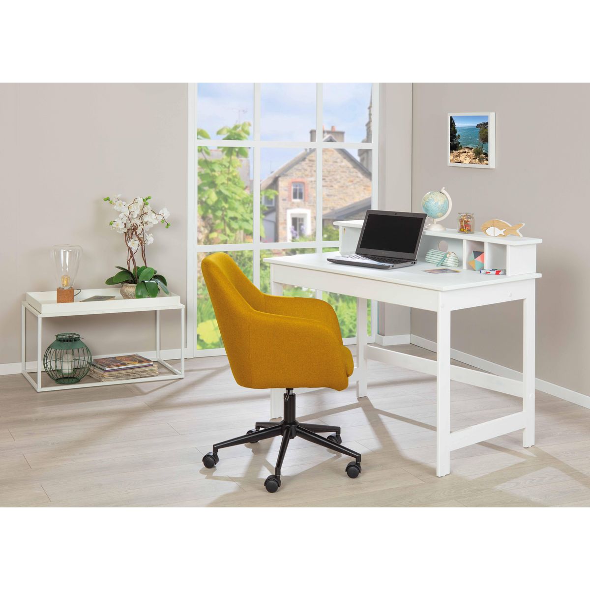 Bureau enfant en Pin massif vernis blanc MATHILDA