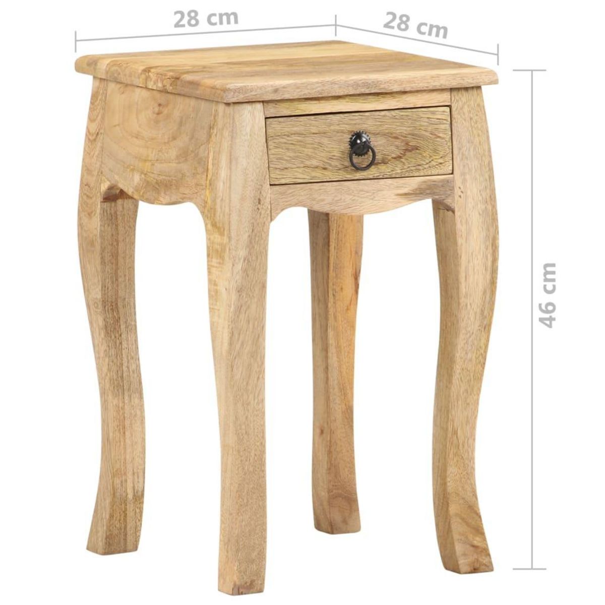 VIDAXL Table de chevet 28x28x46 cm Bois de manguier massif