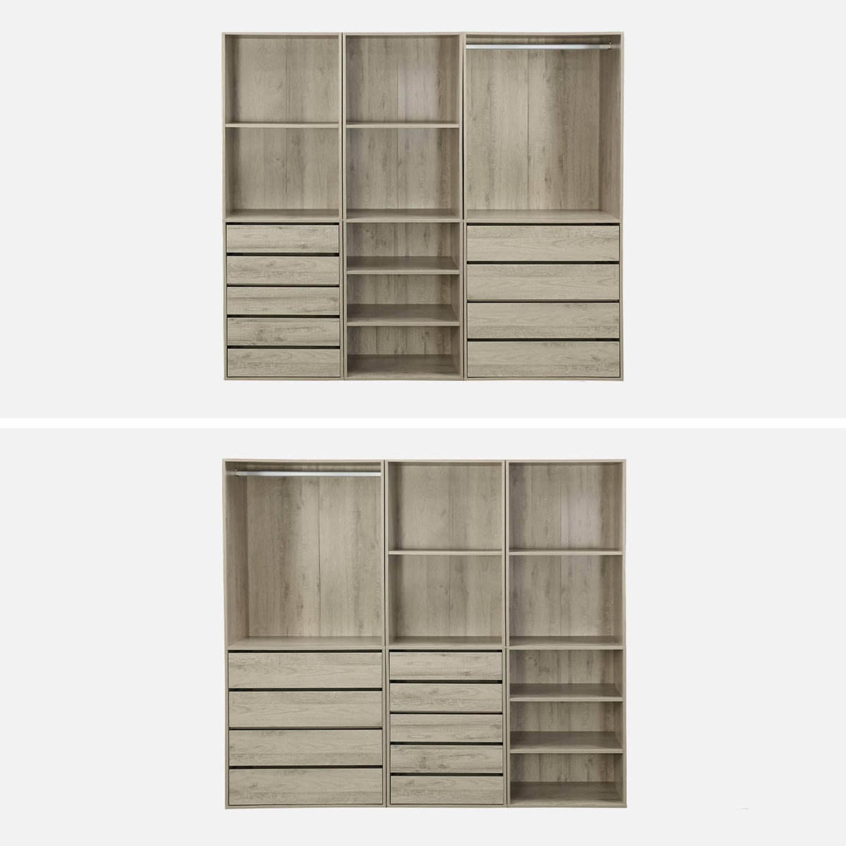 SWEEEK Kit dressing modulable 3 éléments MODULO. naturel. 200 x 45 x 180 cm