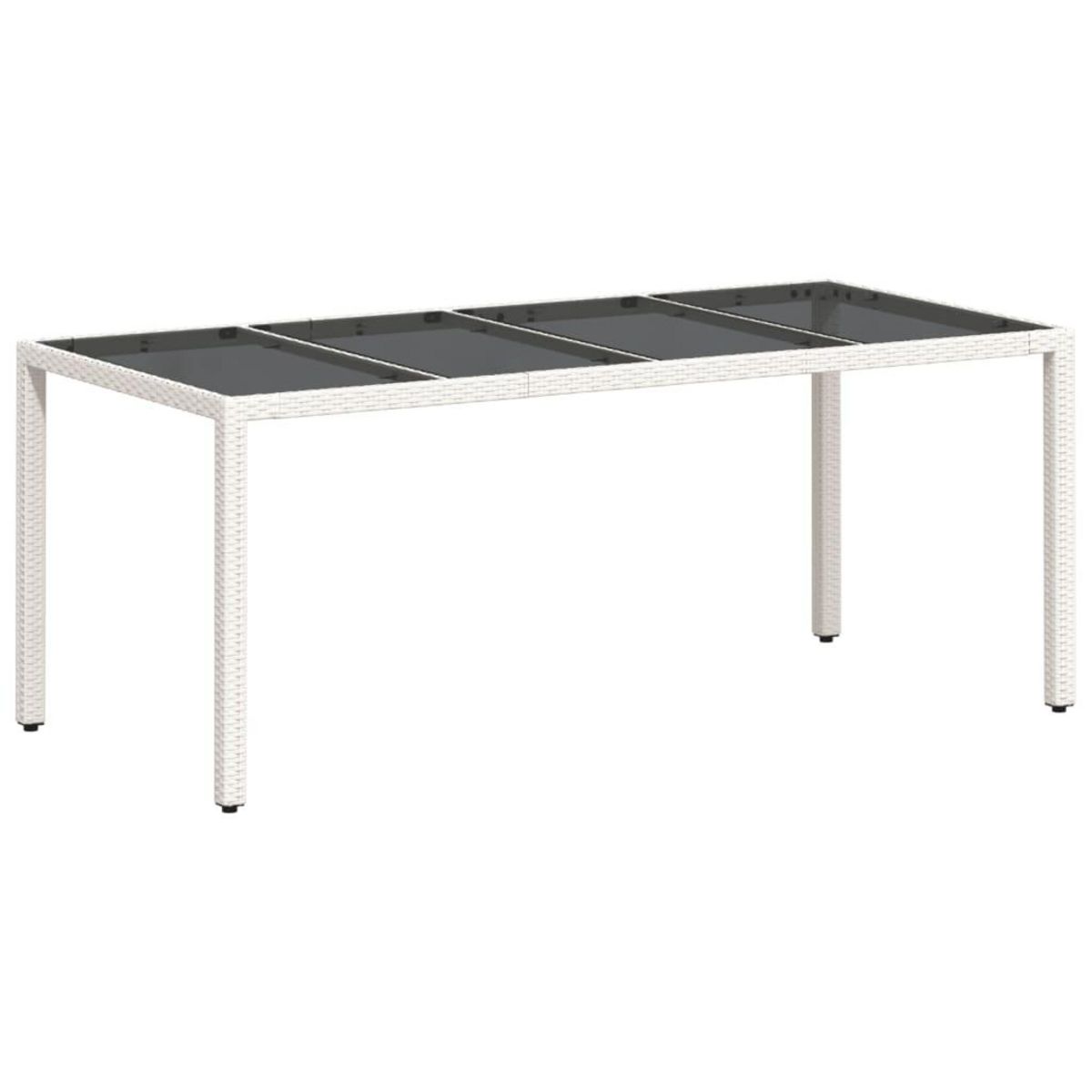 VIDAXL Table de jardin avec dessus en verre blanc resine tressee