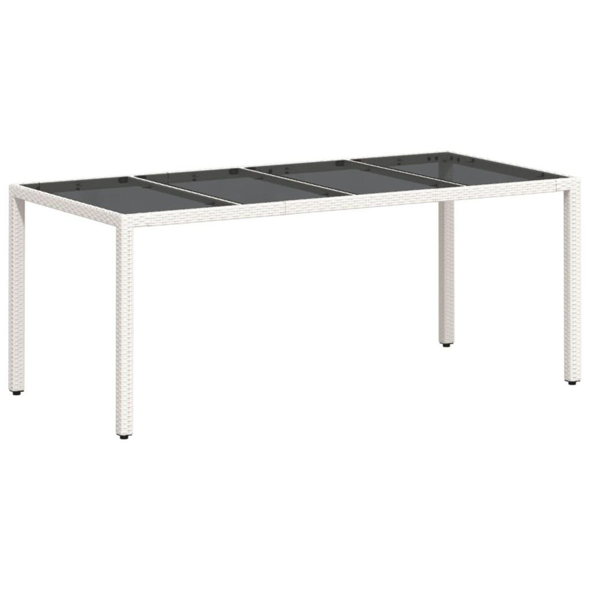 VIDAXL Table de jardin avec dessus en verre blanc resine tressee