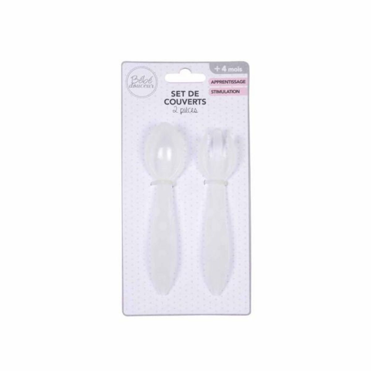 Paris Prix Set de 2 Couverts Bébé  Cuillère & Fourchette  13cm Transparent