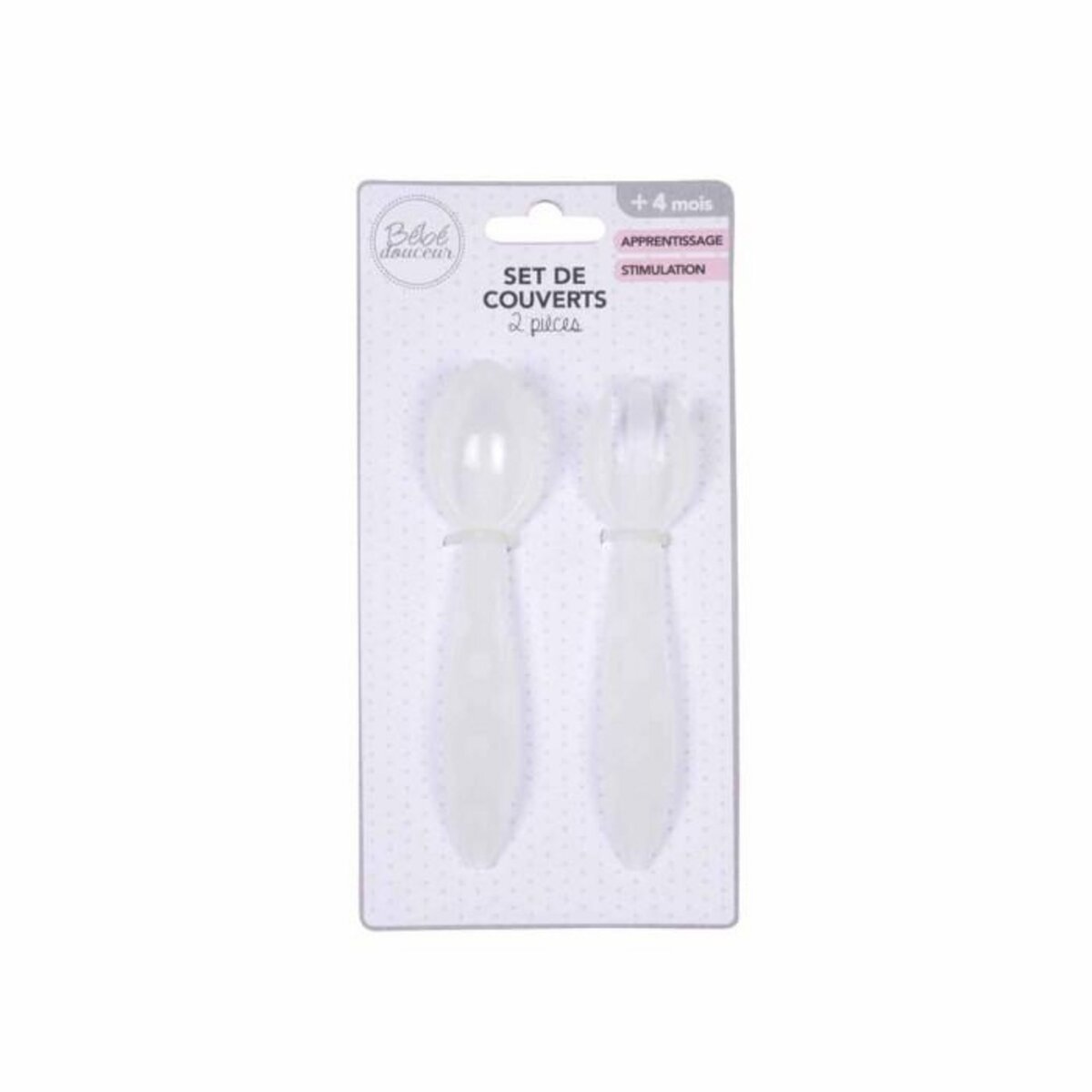 Paris Prix Set de 2 Couverts Bébé  Cuillère & Fourchette  13cm Transparent