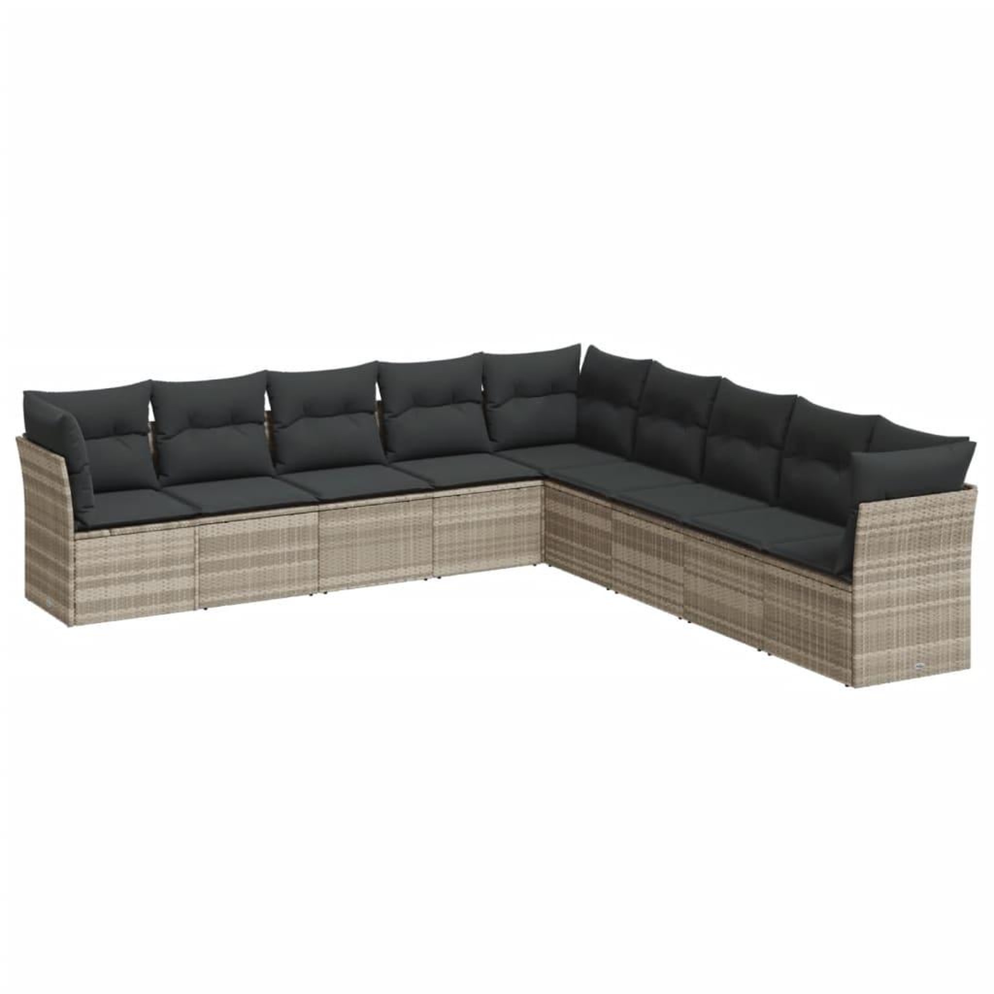 Voir la diapositive 2 : VIDAXL Salon de jardin 9 pcs avec coussins gris clair resine tressee
