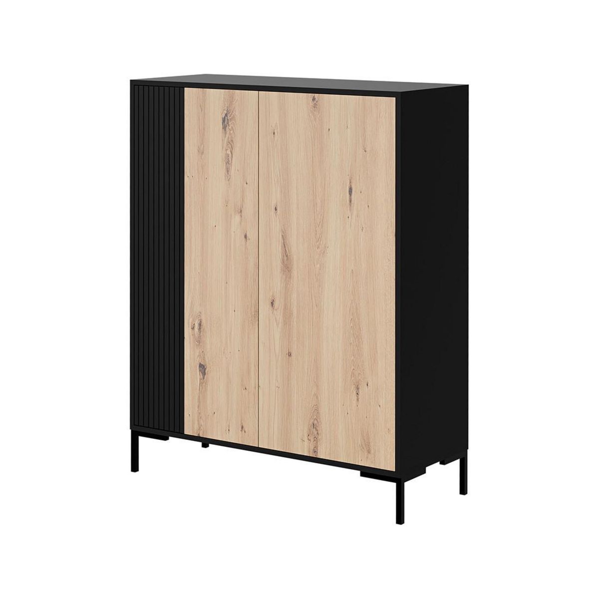 BEST MOBILIER Cambridge - buffet haut - effet bois et noir - 129 cm