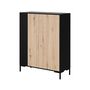 Voir la diapositive 2 : BEST MOBILIER Cambridge - buffet haut - effet bois et noir - 129 cm