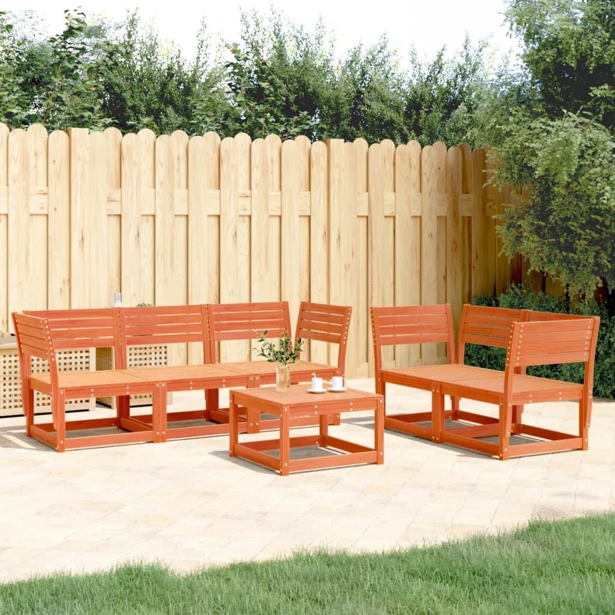 VIDAXL Salon de jardin 5 pcs cire marron bois de pin massif