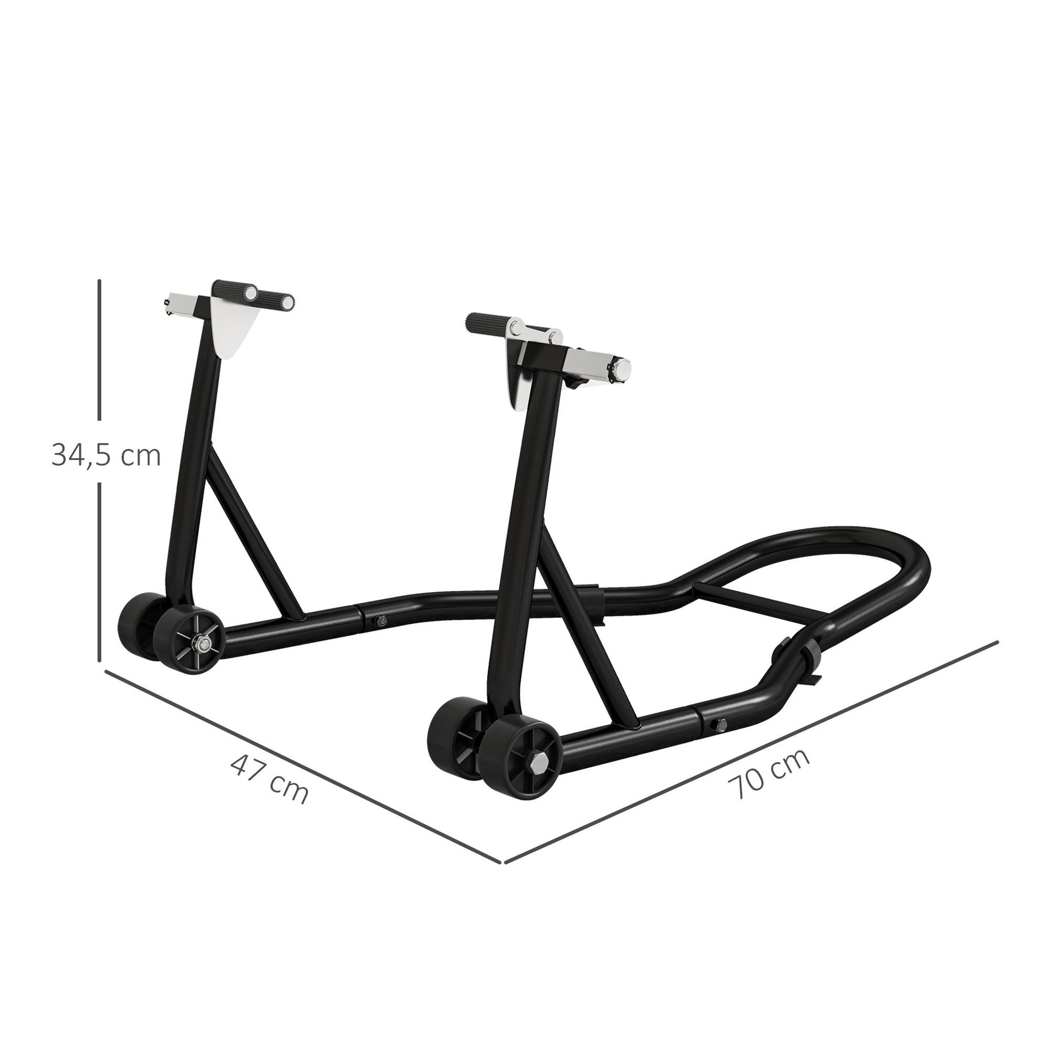 Voir la diapositive 3 : HOMCOM Béquille d'atelier moto avant leve moto support pour moto avec bras oscillant en U et en L, support universel de levage pour atelier en acier noir