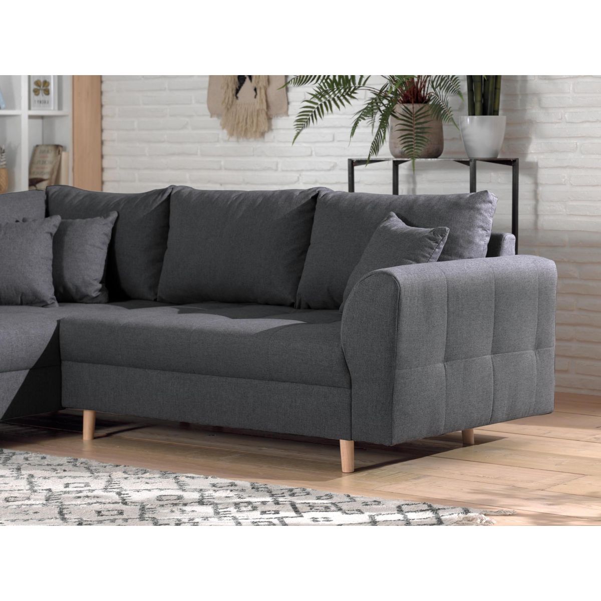 LISA DESIGN Rune - canapé d'angle - avec pouf d'appoint - 4 places - style scandinave - gauche