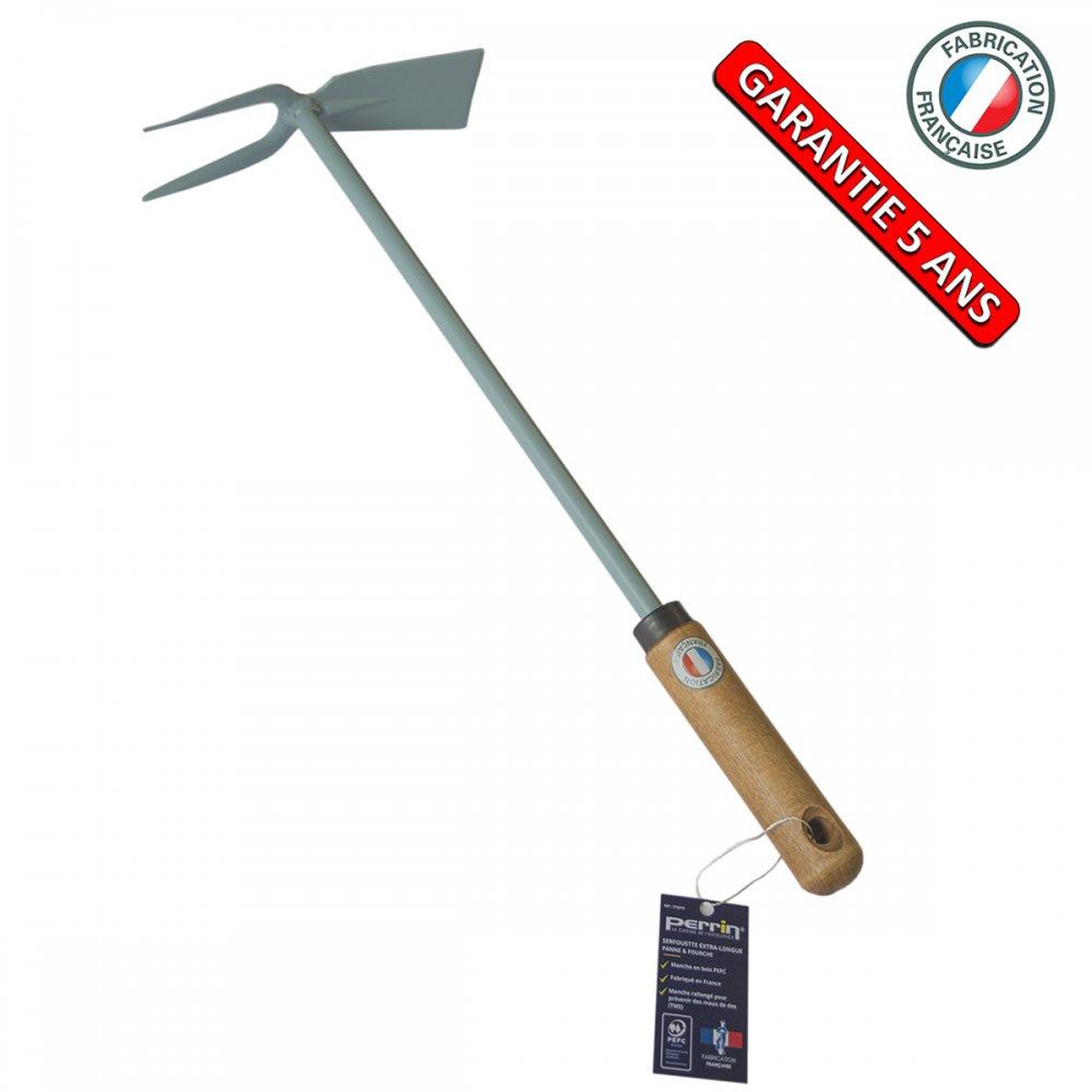 OUTILS PERRIN Serfouette à oignons panne et fourche - manche extra-long bois pefc