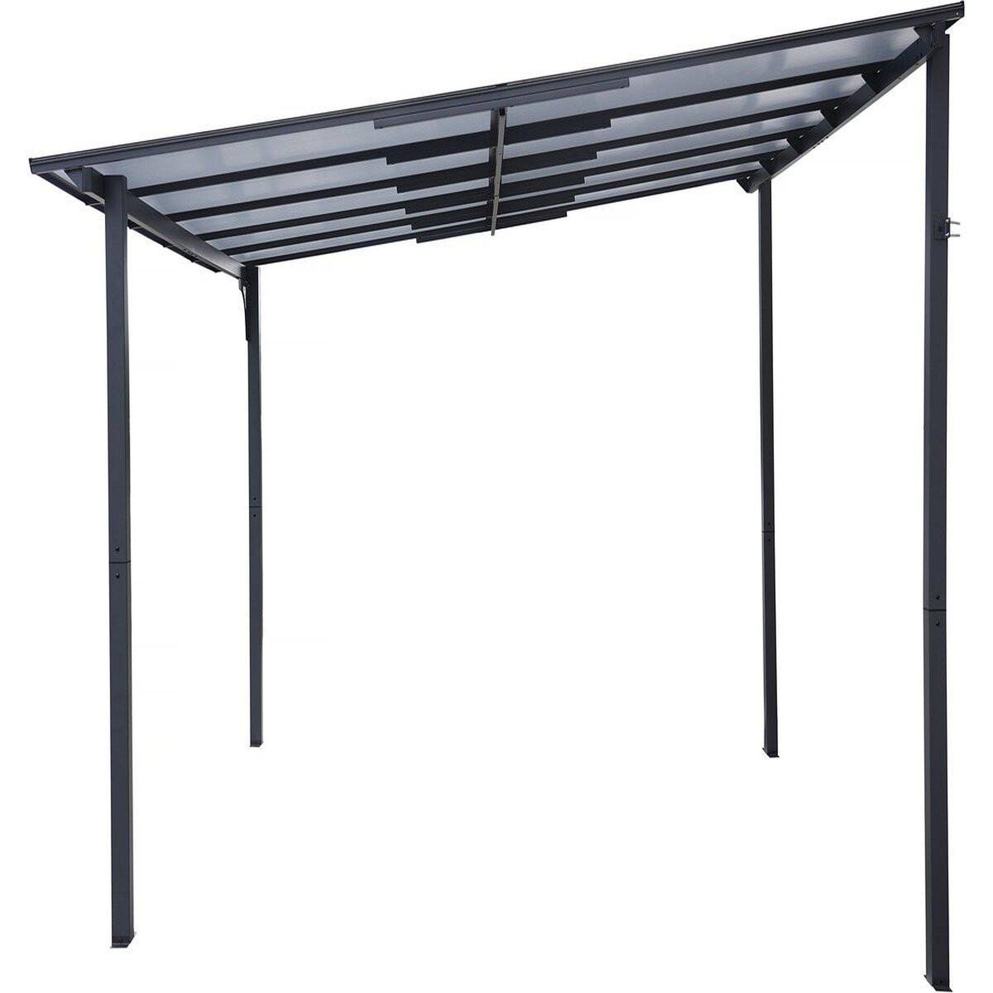 Voir la diapositive 4 : Habitat et Jardin Pergola tonnelle adossée  marvin  - 3 x 3 m - 304 x 298 x 243 cm - gris foncé