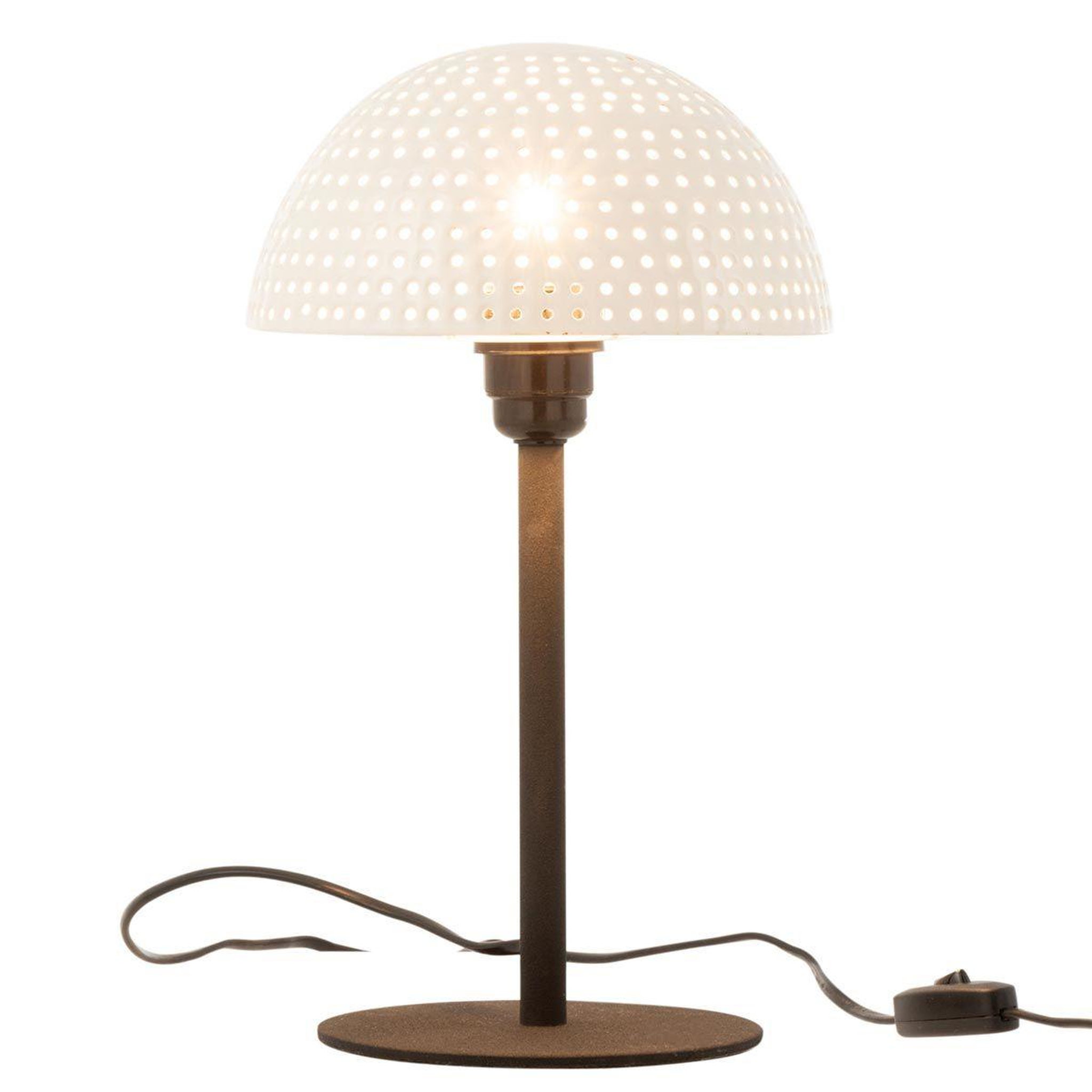 Voir la diapositive 2 : J-LINE Lampe à poser  champignon brillant  36cm blanc