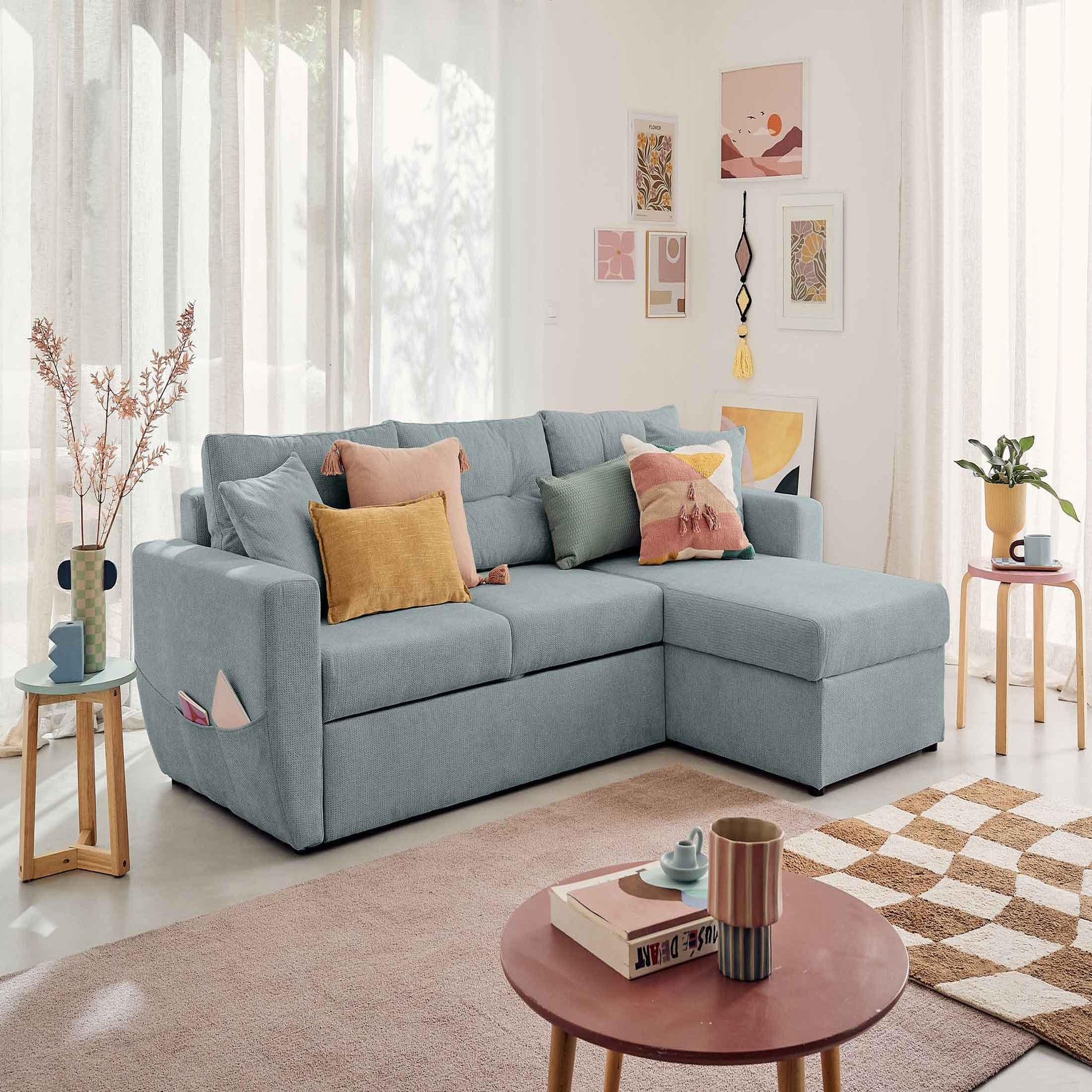 Voir la diapositive 5 : BEST MOBILIER Astoria - canapé d'angle réversible 4 places - convertible avec coffre - en tissu texturé