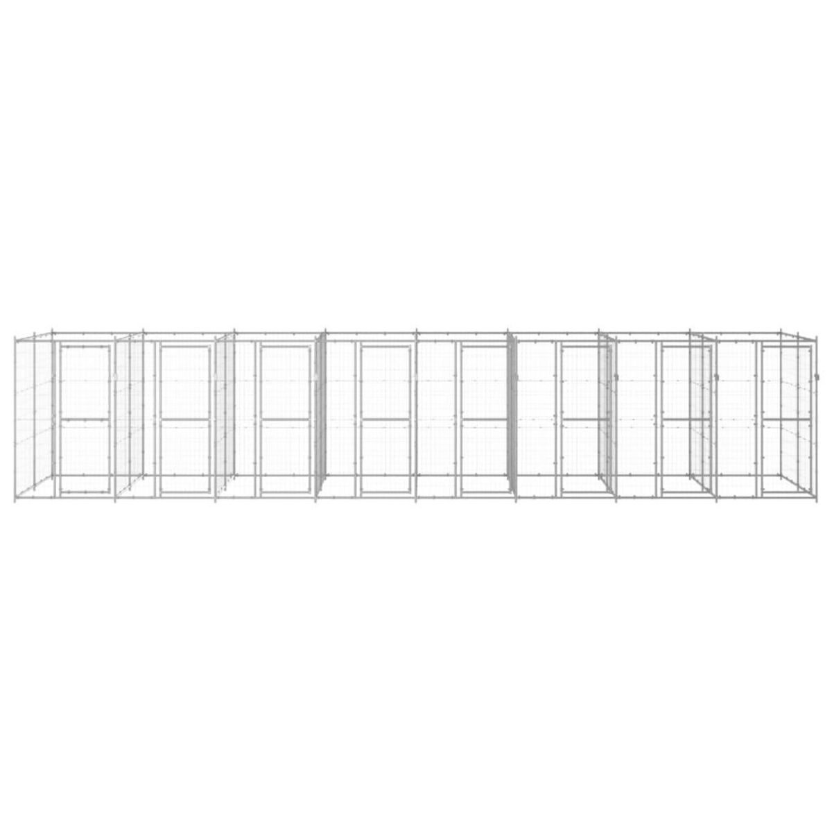 VIDAXL Chenil exterieur Acier galvanise 19,36 m²