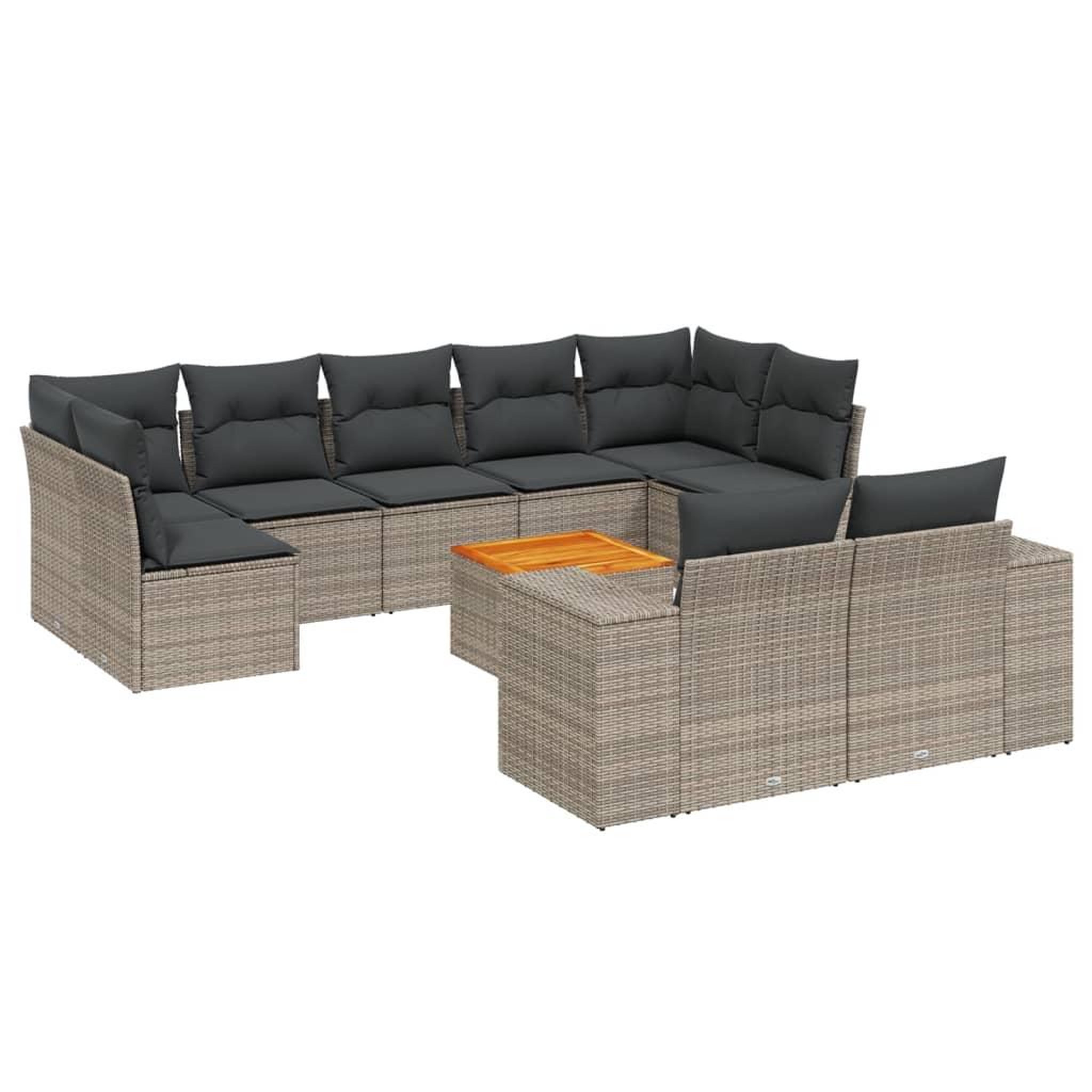 Voir la diapositive 2 : VIDAXL Salon de jardin avec coussins 10 pcs gris resine tressee