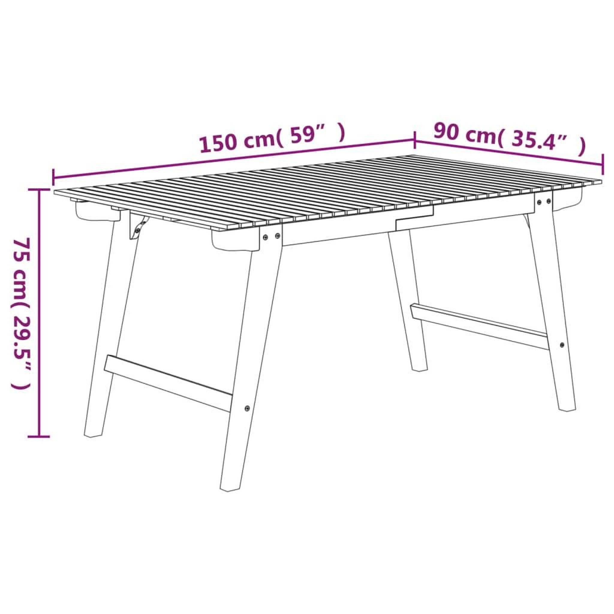 Voir la diapositive 6 : VIDAXL Table de jardin 150x90x75 cm Bois d'acacia solide