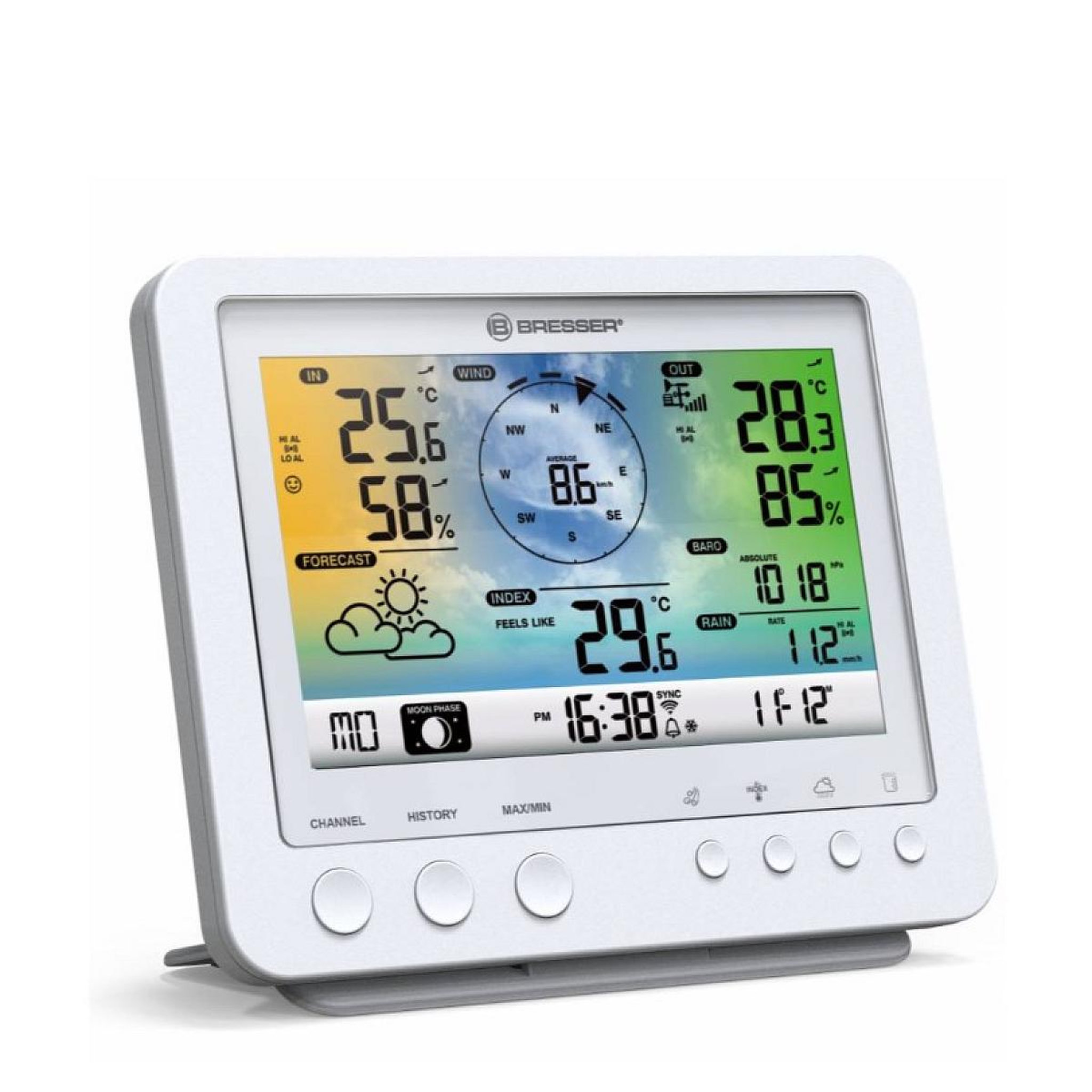 Voir la diapositive 2 : Bresser Station météo couleur Wi-Fi 5-en-1  blanc
