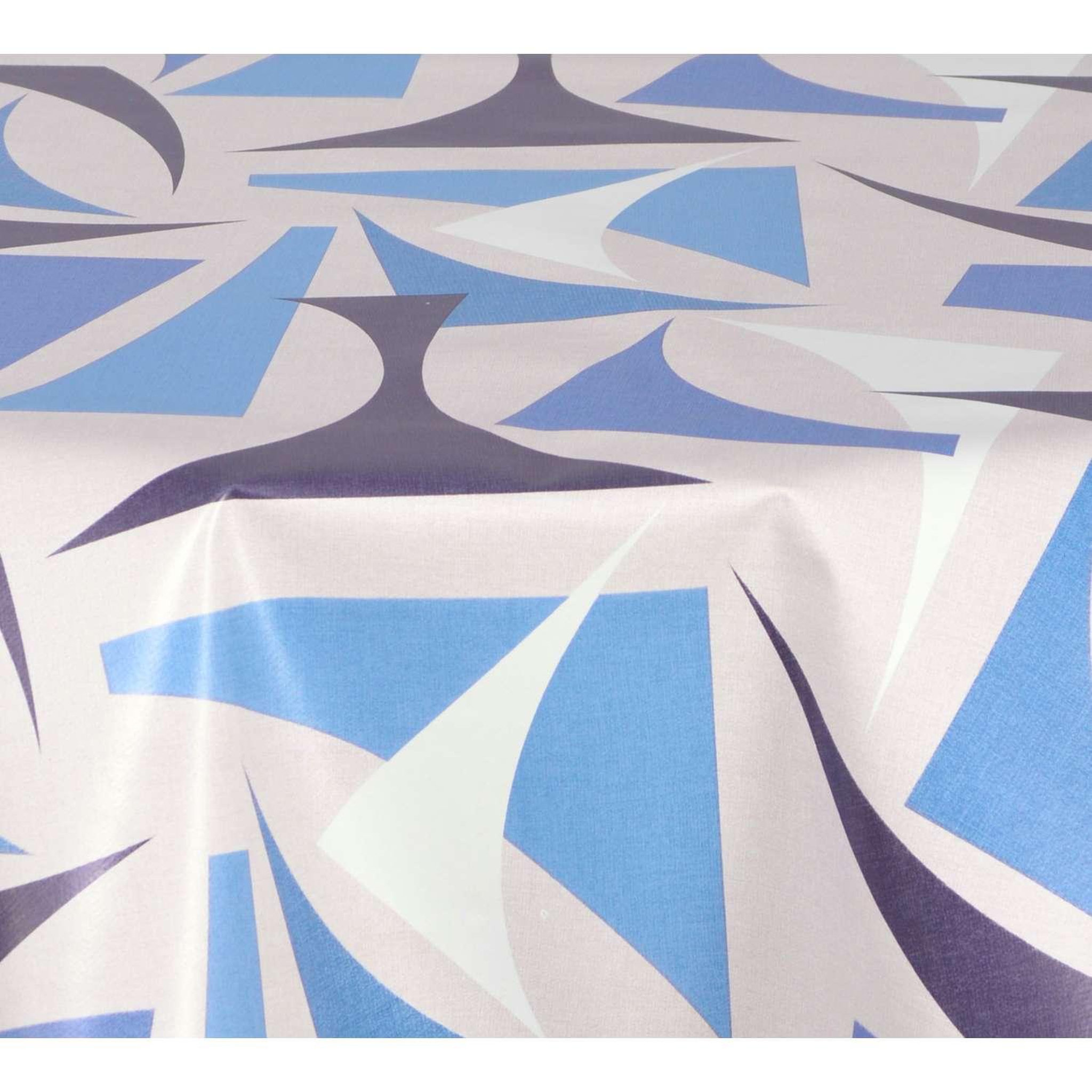 Voir la diapositive 3 : HABITABLE Nappe en toile cirée ronde figu - diam. 135 cm - bleu
