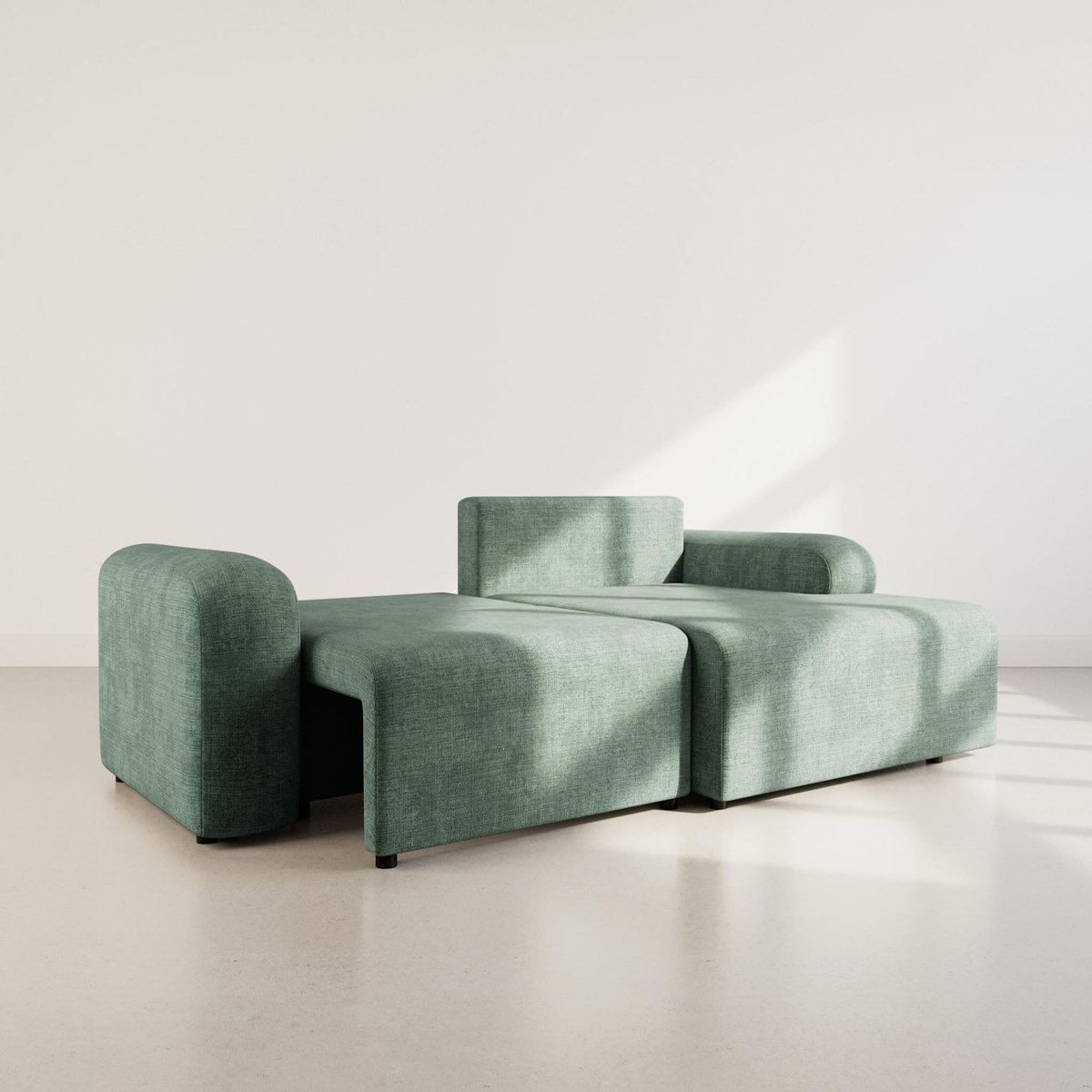 BEST MOBILIER Rebecca - canapé d'angle droit 4 places convertible avec coffre en velours texturé